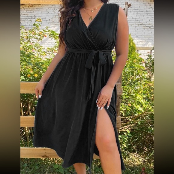 plus size belted wrap dress
